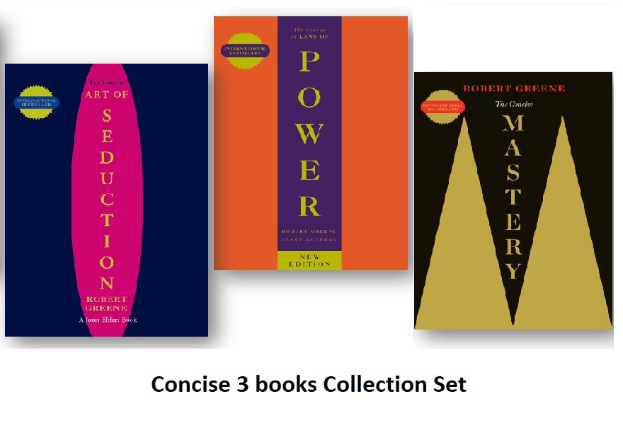 Robert Greene 3 Books Set CONCISE 48 Laws of Power, Mastery, Art Of Seduction