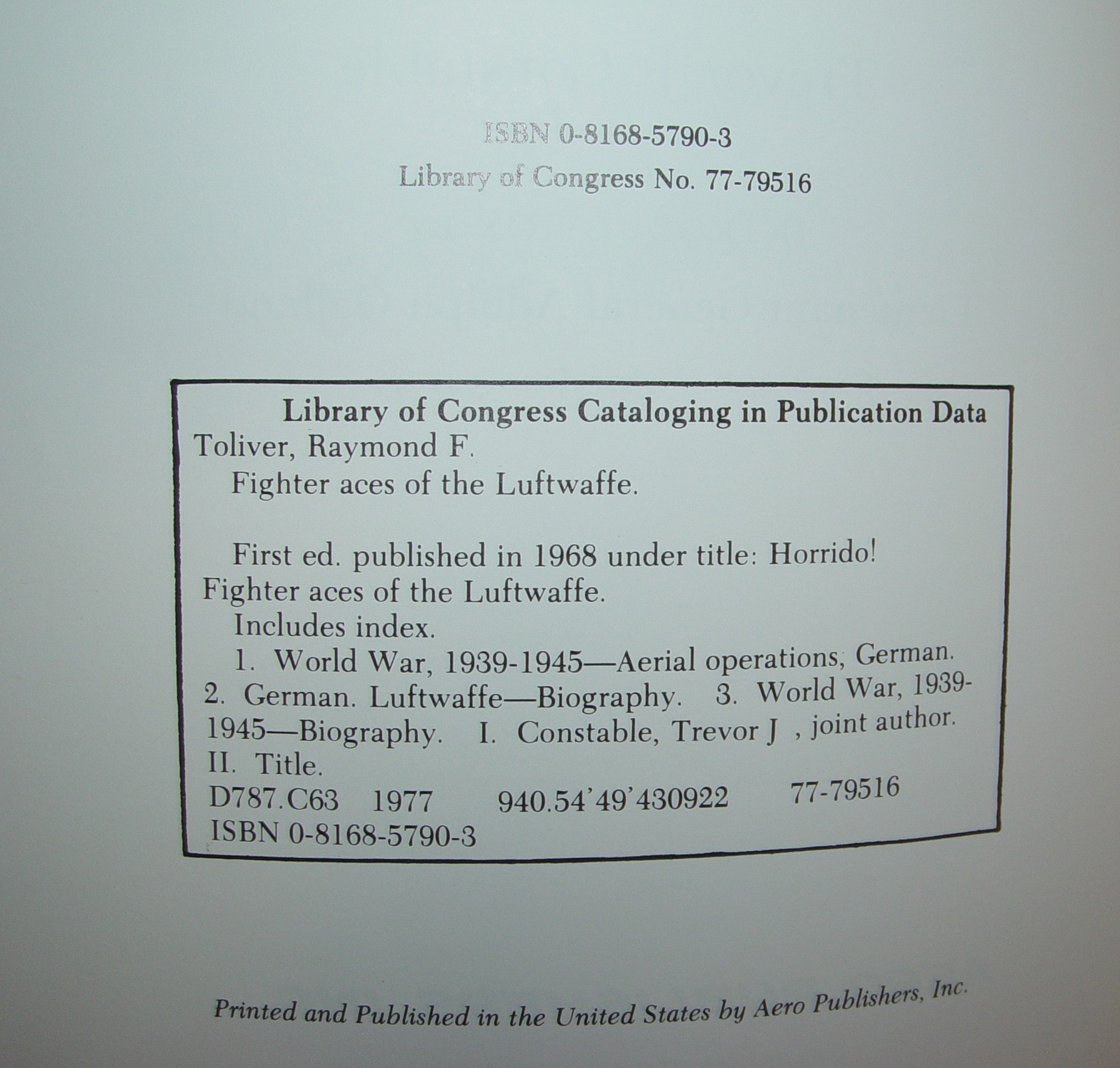 “FIGHTER ACES OF THE LUFTWAFFE” 432 pages Hardcover Illustrated Book