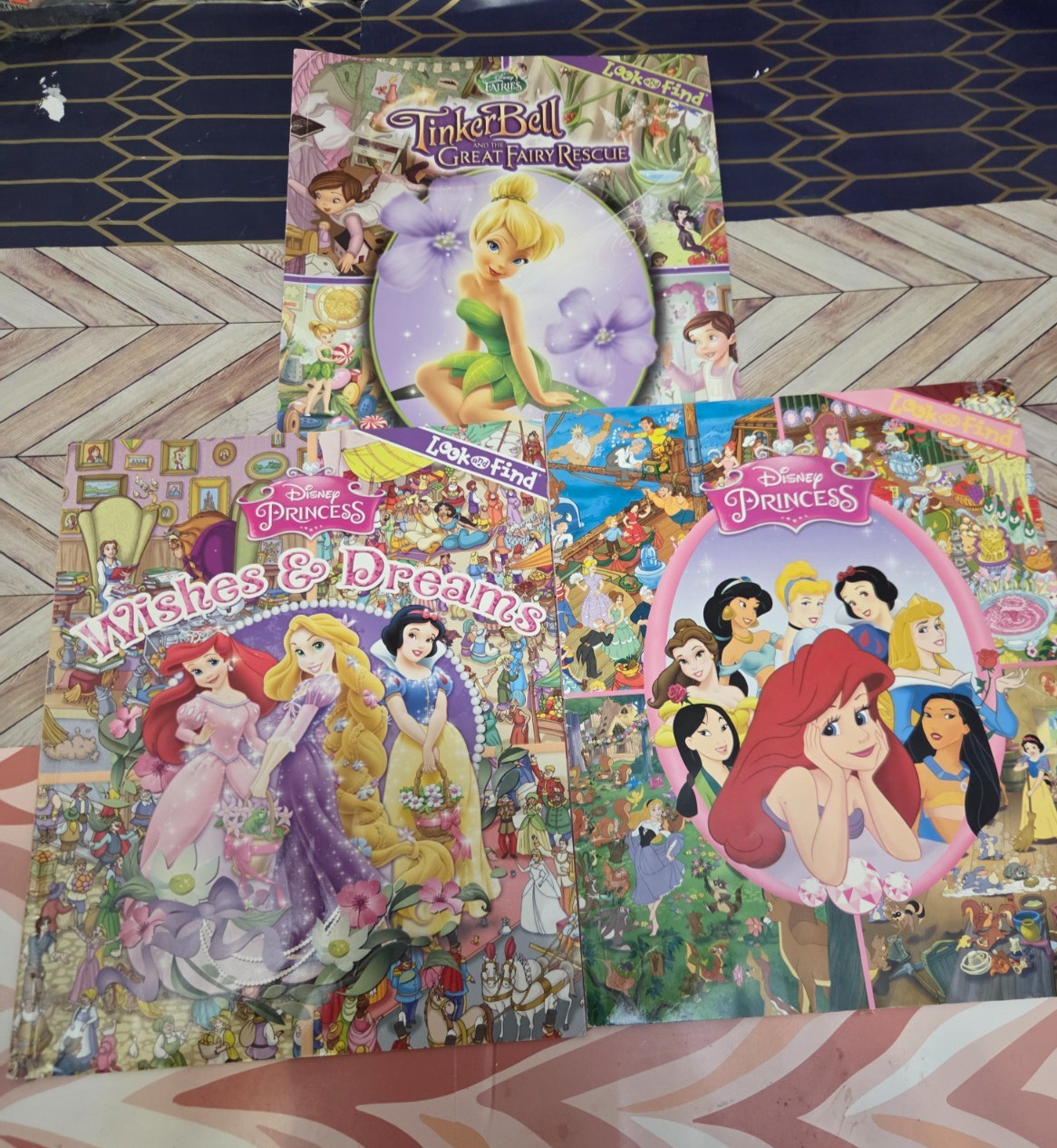 LOOK AND FIND – LOT OF 3 TRADE PAPERBACK BOOK – WISHES AND DREAMS, TINKER BELL,
